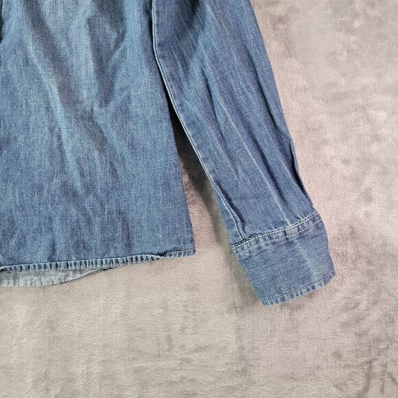 Merona western Womens Denim Chambray Button Up Shirt XS Blue Westerncore Casual - Picture 3 of 10